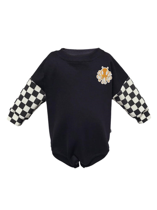 Checkered Octopus Organic Bubble Romper