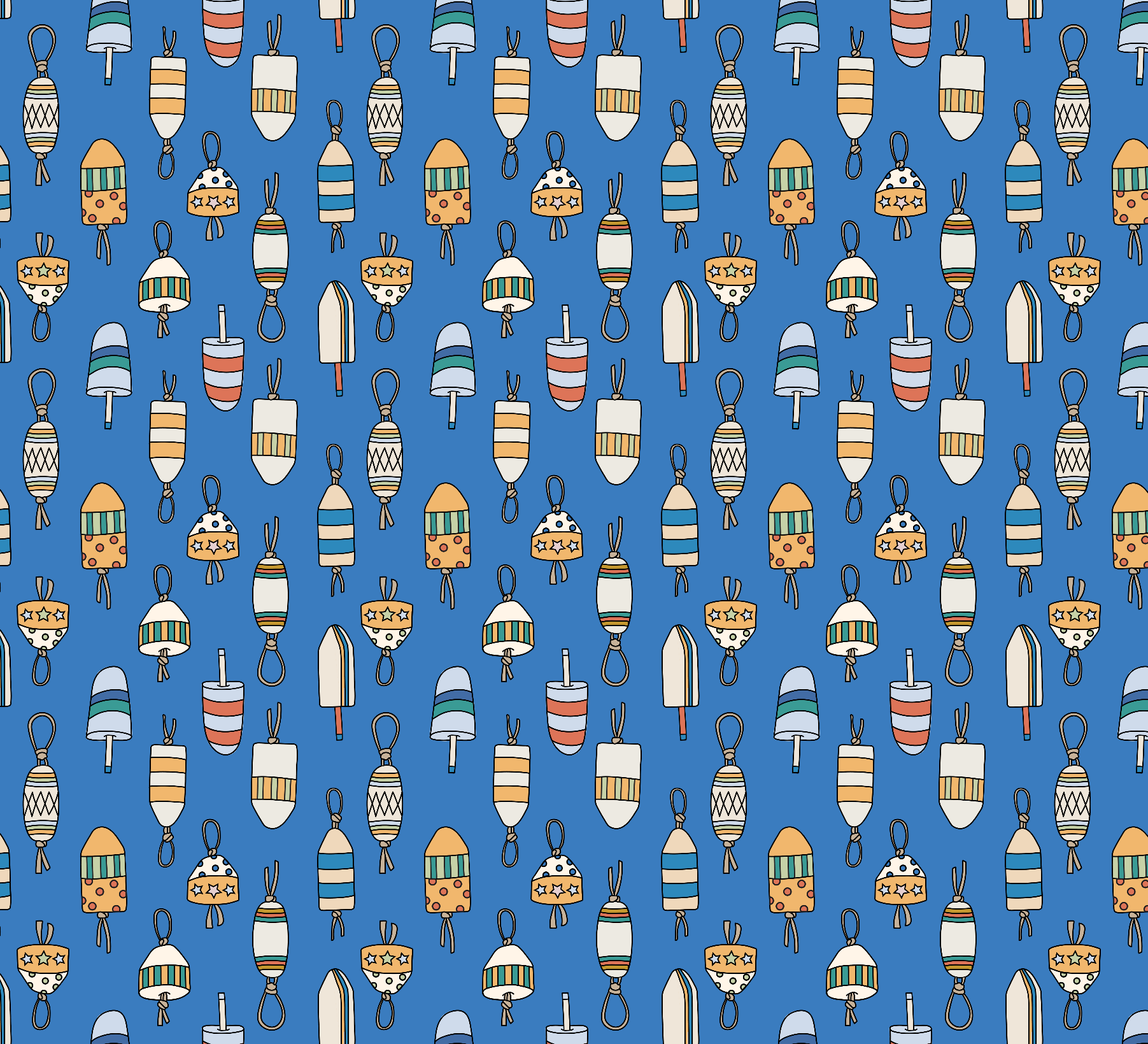 Buoy pattern with blue background